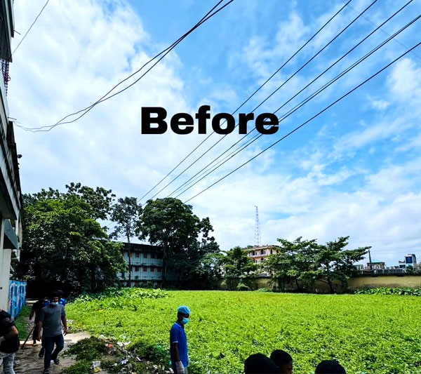 ছাতকে পরিত্যক্ত পুকুর পরিষ্কার করলো শিক্ষার্থীরা