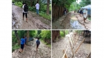নাজিরপুরে রাস্তার ওপর বাঁশের সাঁকো, বর্ষায় চরম দুর্ভোগে বানিয়ারী গ্রামের মানুষ