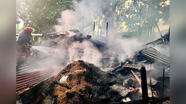 গৌরনদীতে আগুনে নিঃস্ব নুরু শিকদারের পরিবার