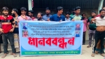 চাঁদাবাজির প্রতিবাদে বাউফলে ব্যবসায়ীদের দোকান বন্ধ রেখে বিক্ষোভ