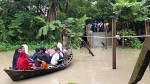 তালতলীতে লোহার সেতু ভেঙে যোগাযোগ বিচ্ছিন্ন, ডিঙি নৌকায় শিক্ষার্থীদের পারাপার